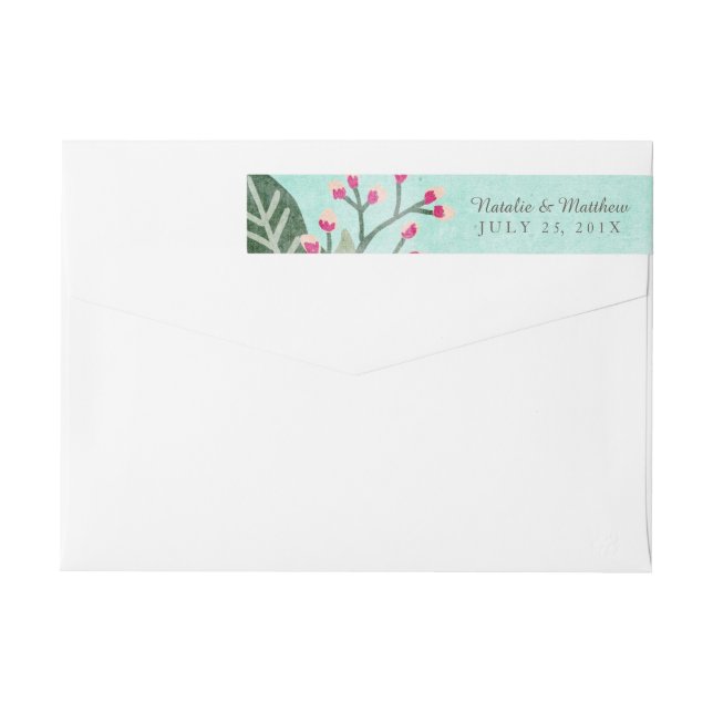 Schöne Blooms Wedding Wraparound Labels / Aqua (Rückseite)