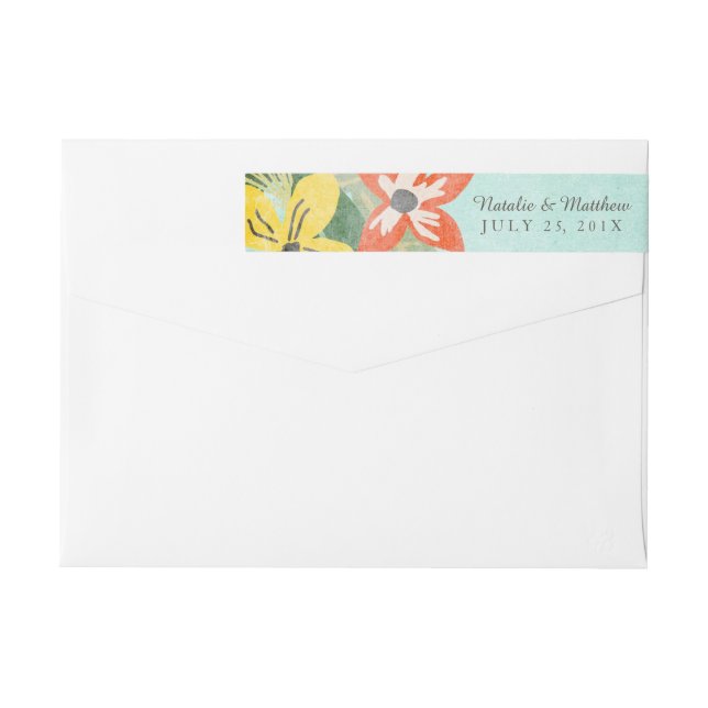 Schöne Blooms Wedding Wraparound Labels / Aqua (Rückseite)