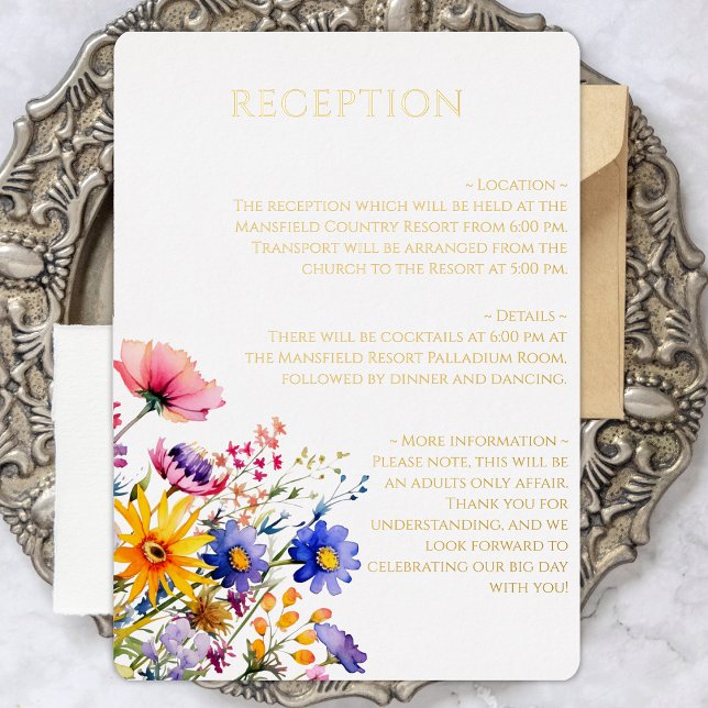 Schöne Blooms Wildblume Hochzeit Empfang Folieneinladung (Von Creator hochgeladen)