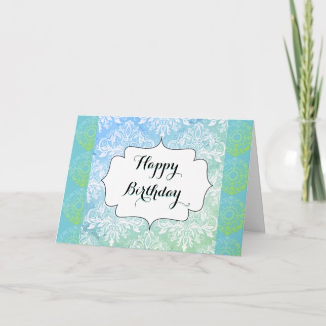 Schöne Blue and Green Happy Birthday Card Karte (Vorderseite)