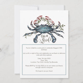 Schöne Blue Crab Design Einladung