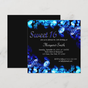 Schöne Blue Diamond Sweet 16 Einladung