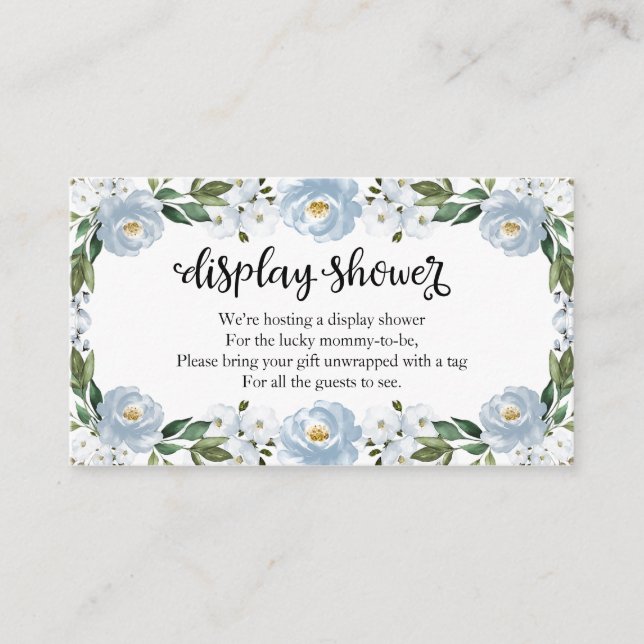Schöne Blue Floral Baby Duschkabine Begleitkarte (Vorderseite)