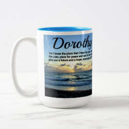 SCHÖNE BLUE SKIES PERSONALISIERT JEREMIAH 29:11 ZWEIFARBIGE TASSE