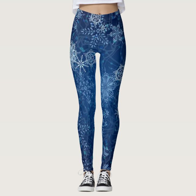 Schöne Blue Snowflake Leggings! Leggings (Vorderseite)