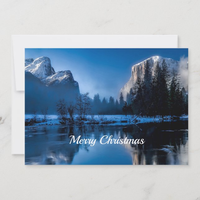 Schöne Blue Yellowstone Weihnachtswohnung Feiertagskarte (Vorderseite)