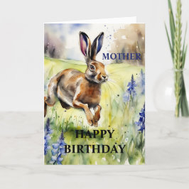 Schöne Bluebells Hare Birthday Card (editierbar) Feiertagskarte