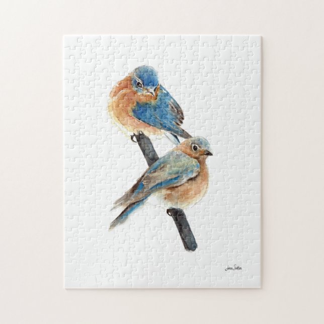 Schöne Bluebird Couture Watercolor Art (Vertikal)