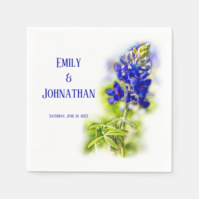 Schöne Bluebonnet-Blume, moderne Hochzeit, Serviette (Vorderseite)