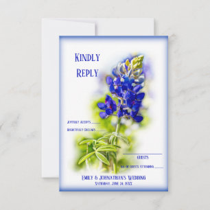 Schöne Bluebonnet-Blüte, Modernes Hochzeitsszenari Dankeskarte