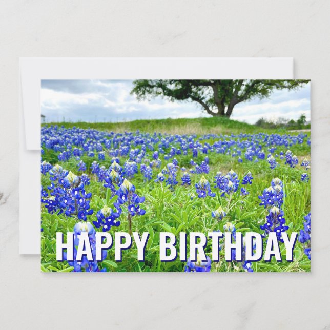 Schöne Bluebonnets Foto Happy Birthday Card (Vorderseite)