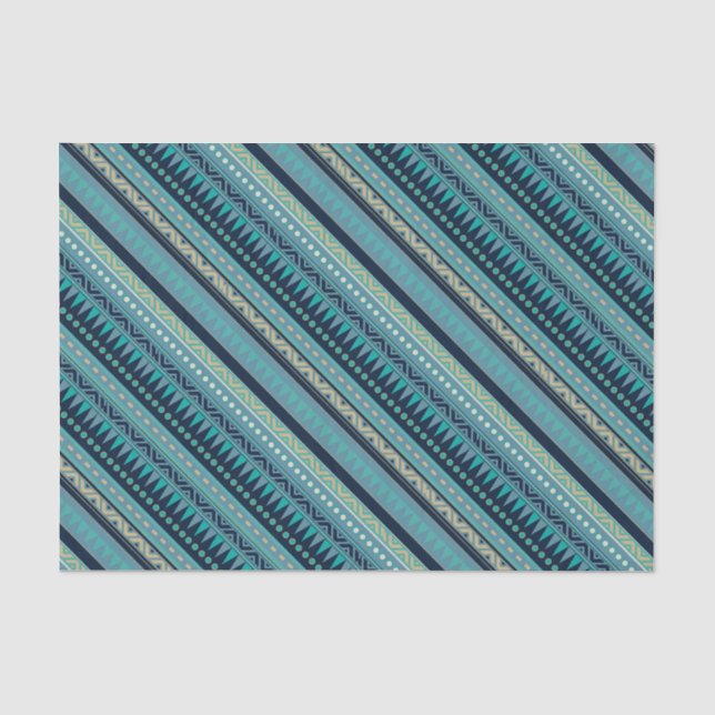 Schöne Blues-geometrischer Streifen Seidenpapier (Vorderseite)