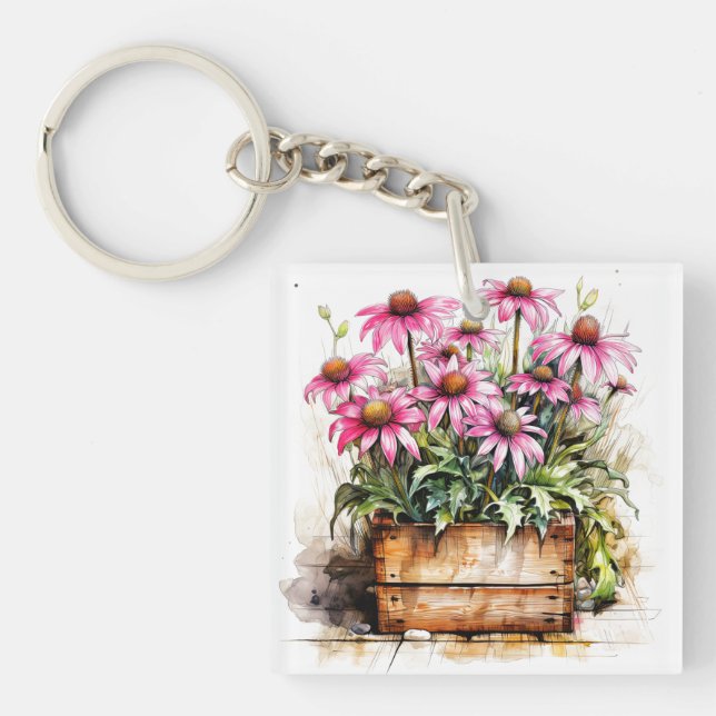 Schöne blühende Aster-Blume Schlüsselanhänger (Vorderseite)