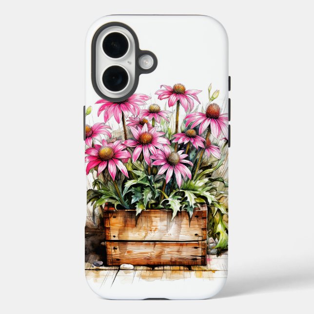 Schöne blühende Aster-Blumen iPhone 16 Hülle (Rückseite)