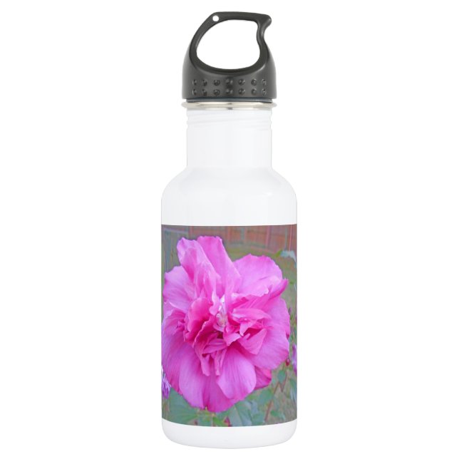 Schöne blühende Fuschia-Rose Edelstahlflasche (Vorderseite)