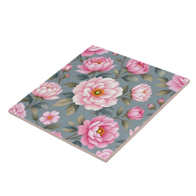 Schöne blühende rosa Blumen Fliese (Seite)