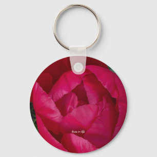 Schöne blühende Rote Peony Schlüsselanhänger