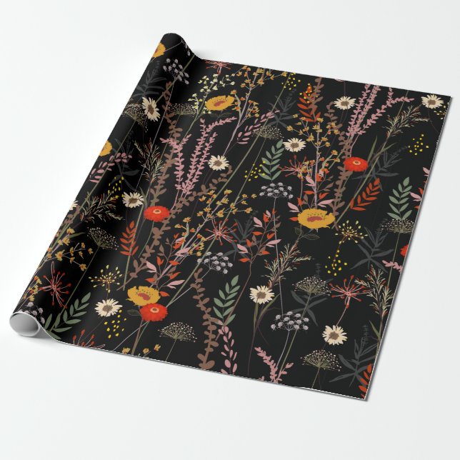 Schöne blühende Wiesenblumen Muster Geschenkpapier (Ungerollt)