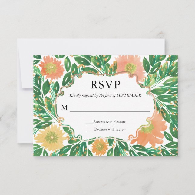 Schöne Blume Aquarellmalerei RSVP-Karte Einladung (Vorderseite)