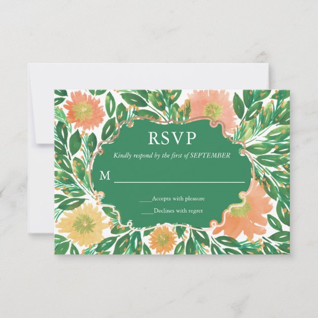 Schöne Blume Aquarellmalerei RSVP-Karte Einladung (Vorderseite)