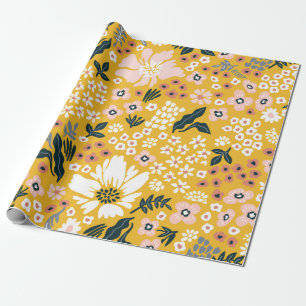 Schöne Blume auf gelbem Hintergrund. See Geschenkpapier