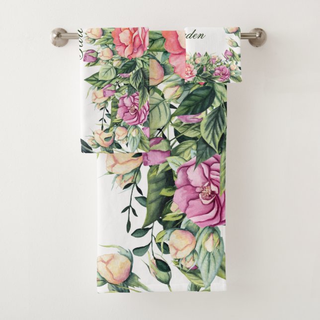 Schöne Blume aus Peony mit farbigem Hintergrund Op Badhandtuch Set (Insitu)