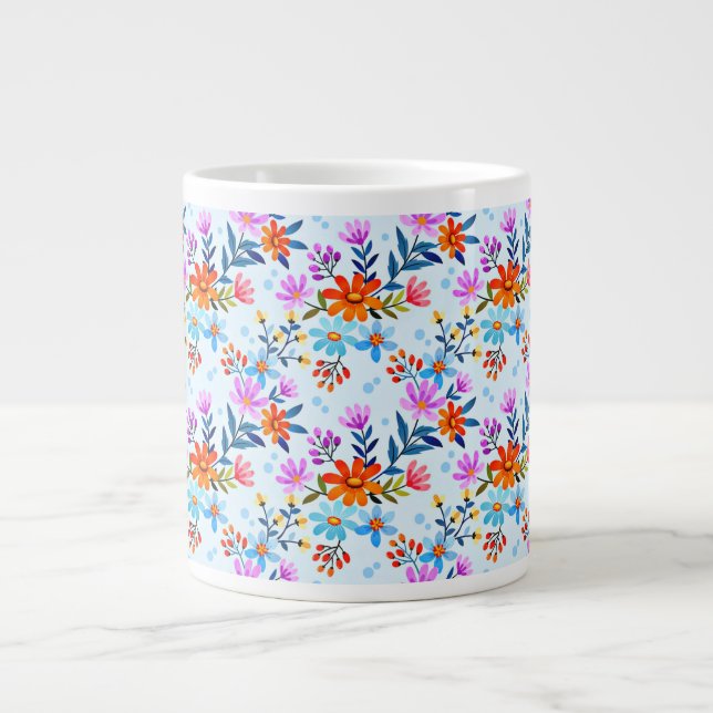 Schöne Blume Blätter Muster-6587 Jumbo-Tasse (Vorderseite)