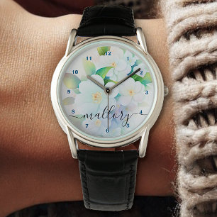 Schöne Blume Blumen Weiße Frühlingsfarbe Armbanduhr