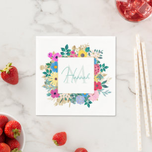 Schöne Blume Botanische Aquarellmalerei Serviette