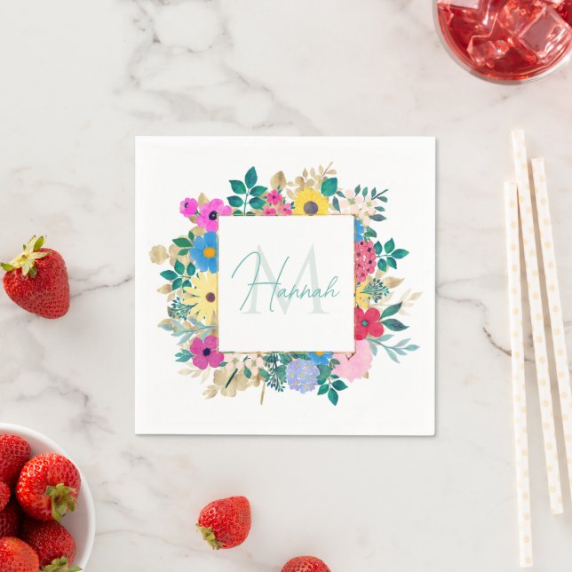 Schöne Blume Botanische Aquarellmalerei Serviette (Beispiel)