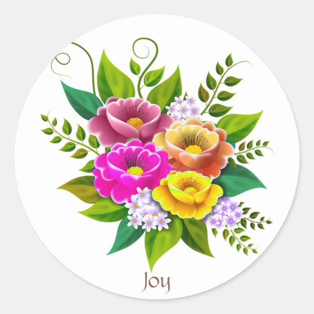 Schöne Blume Bouquet Runder Aufkleber (Vorderseite)
