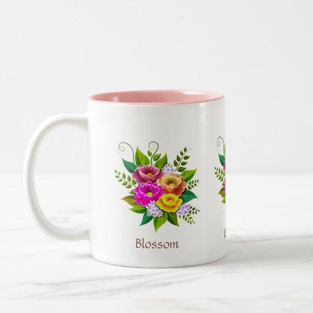 Schöne Blume Bouquet Zweifarbige Tasse (Links)