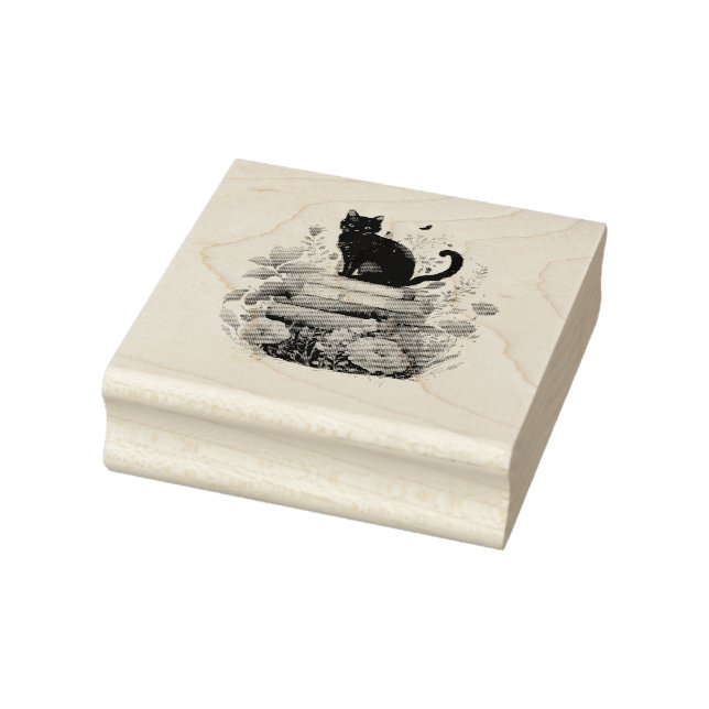 Schöne Blume Bücher und Katzen Gummistempel (Stempel)