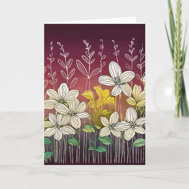Schöne Blume Burgund Akzent Dankeskarte (Vorderseite)