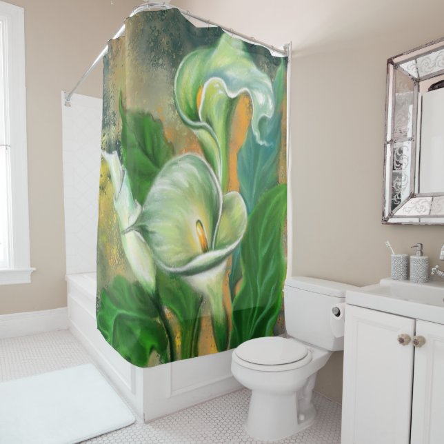 Schöne Blume Calla Lily - Schmuckstück Zeichnend K Duschvorhang (Beispiel)