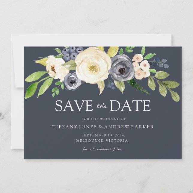 Schöne Blume der Marine und des Weißen Wassers Hoc Save The Date (Vorderseite)