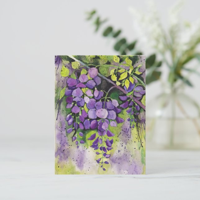 Schöne Blume der Wisteria Postkarte (Stehend Vorderseite)