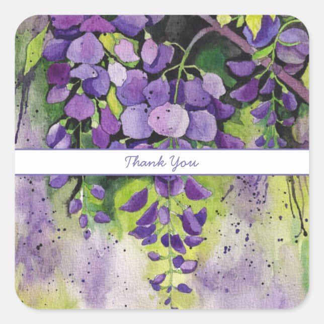Schöne Blume der Wisteria Quadratischer Aufkleber (Vorderseite)
