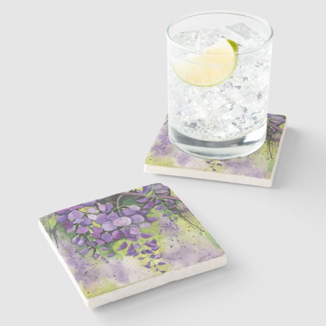 Schöne Blume der Wisteria Steinuntersetzer (Seitenansicht)