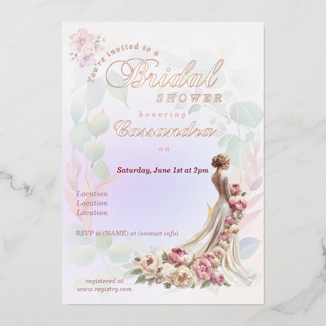 Schöne Blume Feminine Bridal Dusche Einladung (Vorderseite)
