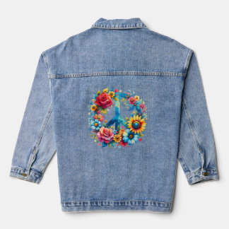 Schöne Blume Friedenszeichen Jeansjacke