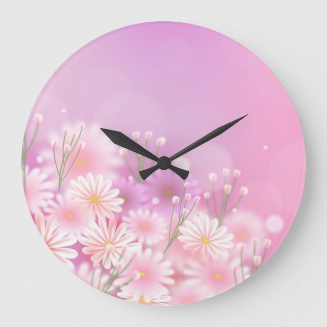schöne Blume Große Wanduhr (Vorderseite)