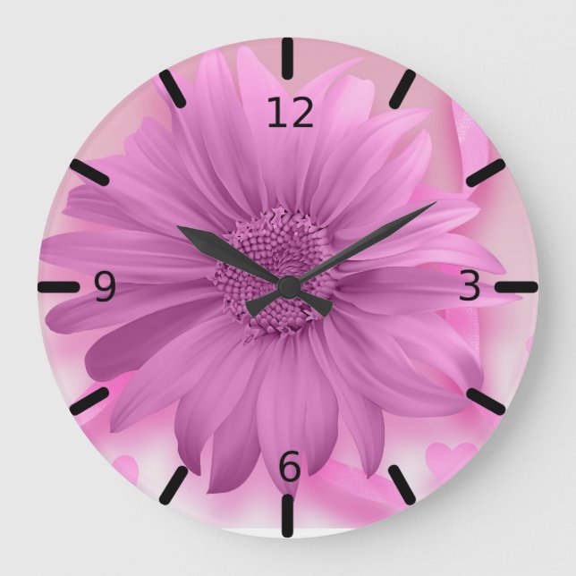 Schöne Blume - Große Wanduhr (Vorderseite)