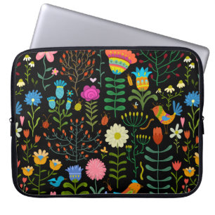 Schöne Blume handgezeichnetes Illustrationsmuster Laptopschutzhülle