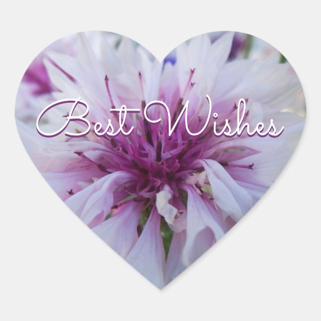 Schöne Blume. Herz-Aufkleber (Vorderseite)