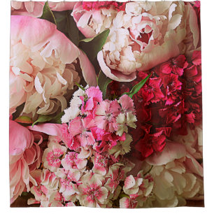 Schöne Blume im Sommer. Bouquet aus rosafarbenem E Duschvorhang
