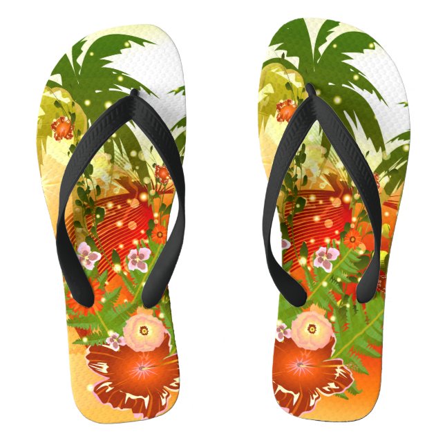 Schöne Blume im tropischen Design Flip Flops (Fußbett)