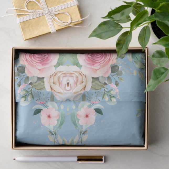 Schöne Blume in Blau Seidenpapier (Geschenk)
