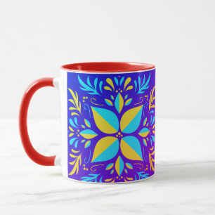 Schöne Blume in Gelb und Blau Tasse