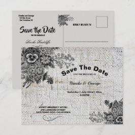 Schöne Blume in Grau und Schwarz Save the Date Ankündigungspostkarte